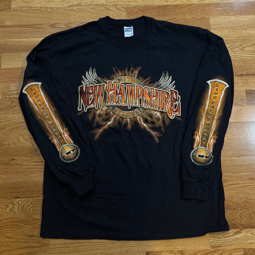 New Hampshire Motor Speedway Racing T-Shirt Mens XL Black Live Free or Die RARE